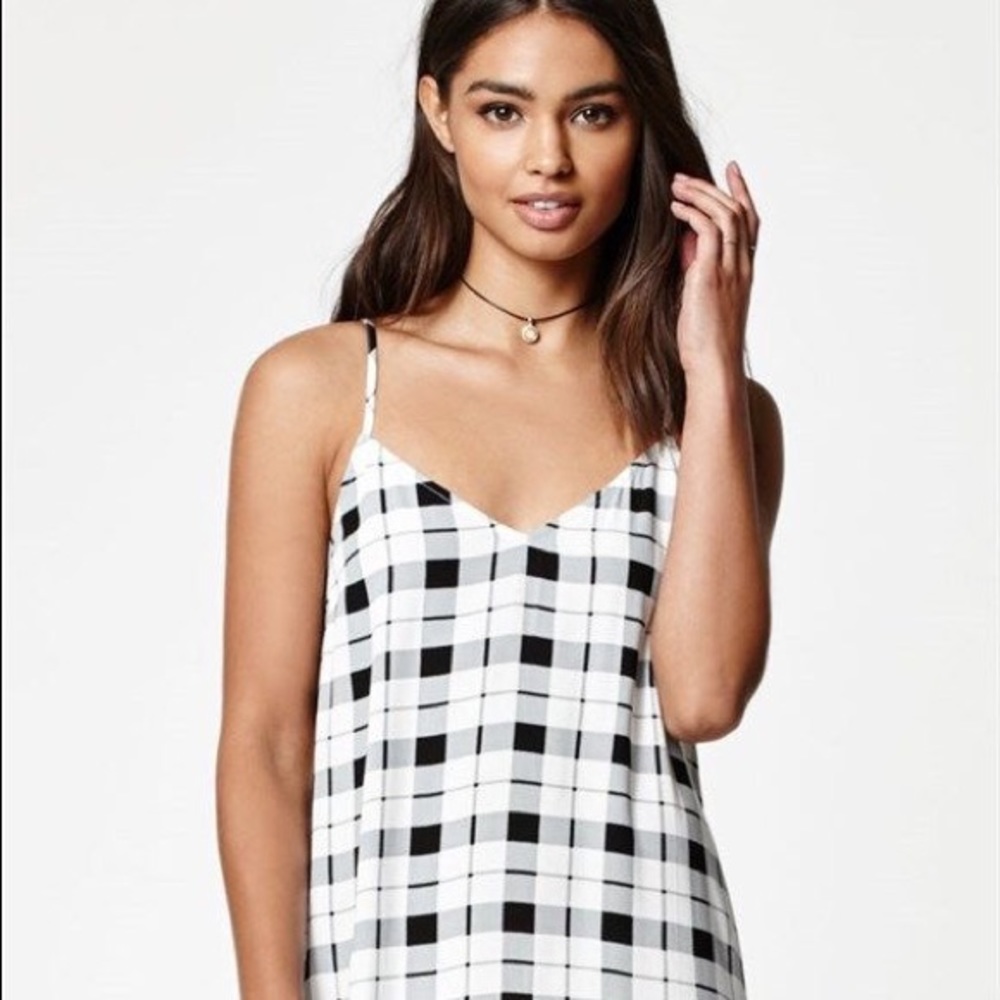 Kendall & Kylie Gingham Plaid Slip Dress - size S
